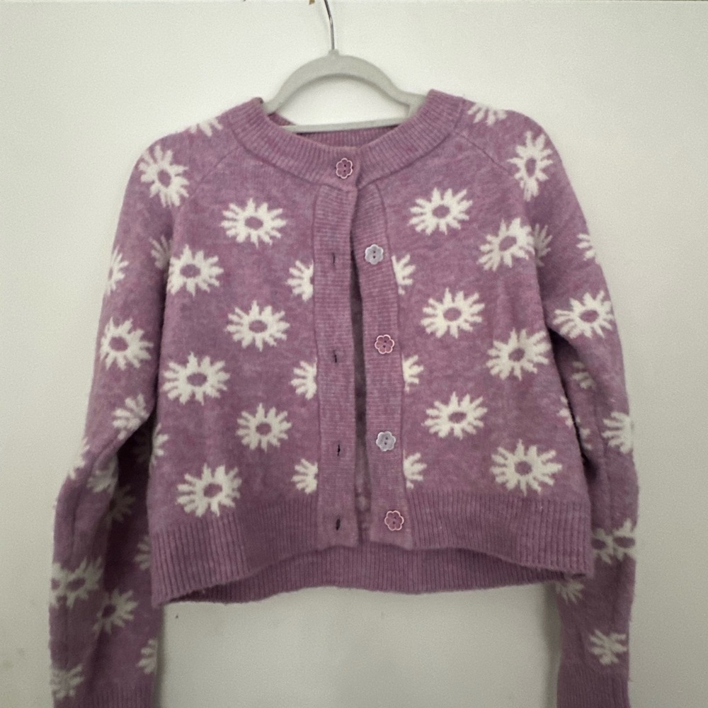 Zara Floral Patterned Purple Sweater